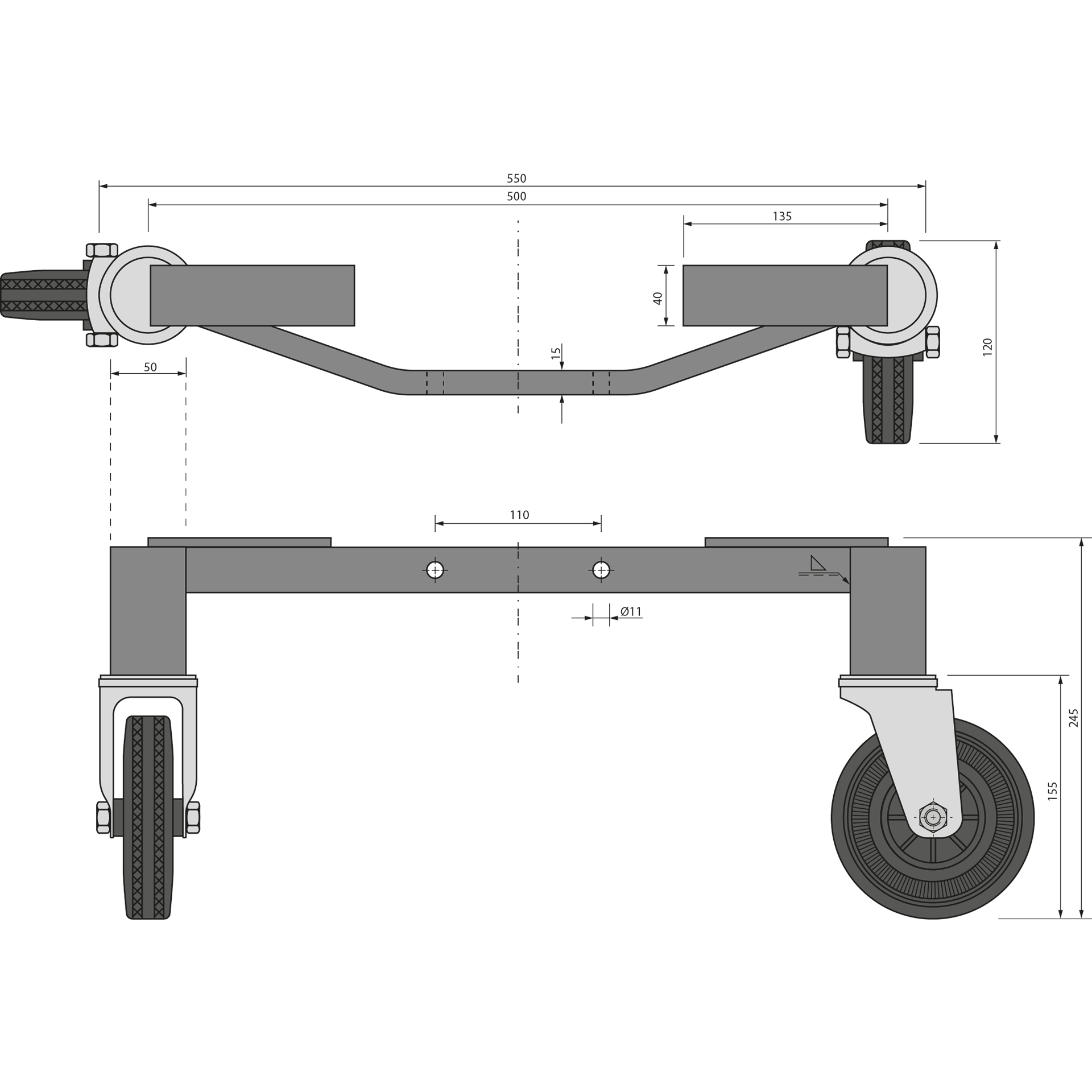 Seitenstabilisierungstraverse für Gabelhubwagen