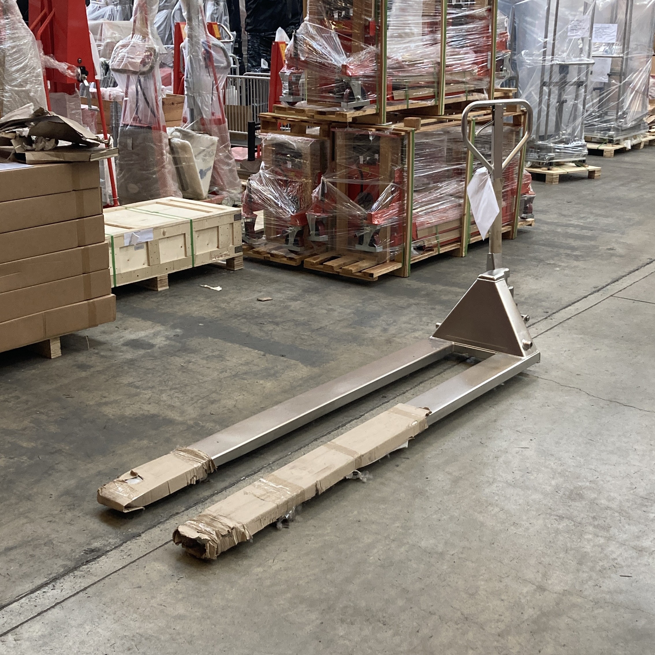 Edelstahl Gabelhubwagen 2000kg Sonderlänge 2m
