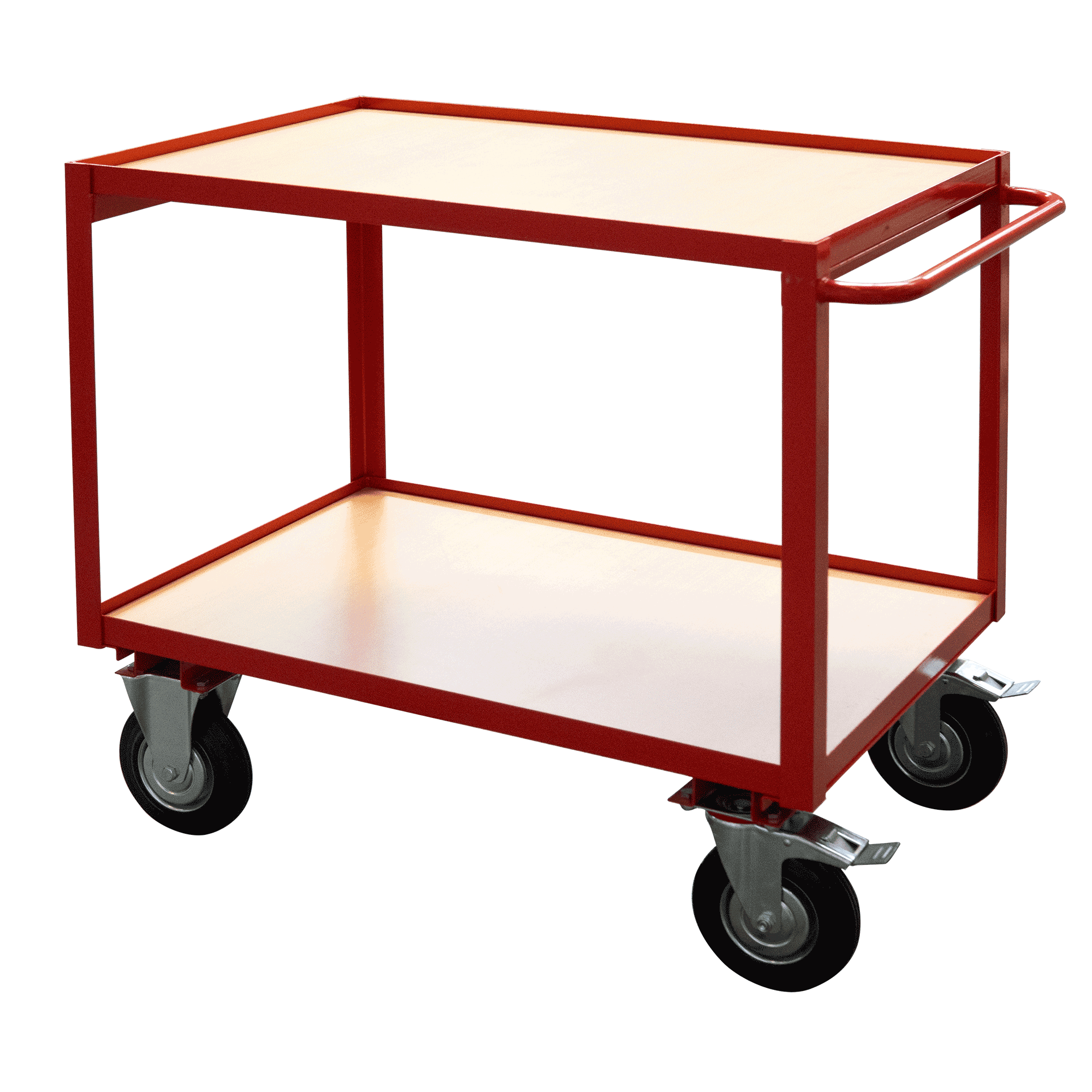 Tischwagen mit 2 Ladeflächen - Plattformwagen in rot / weiß