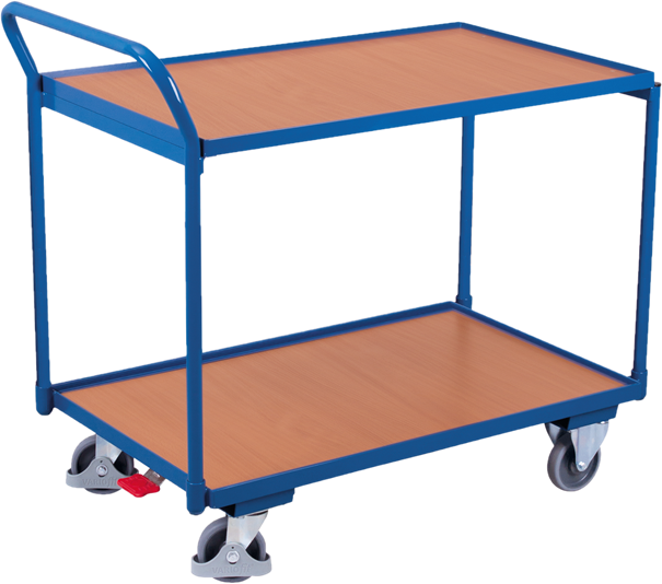 Tischwagen mit 2 Ladeflächen - Plattformwagen in buche/blau